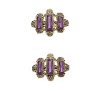 Healeved 2piezas Pinza De Pelo Antiquing De Aleación Cristales Clip De Coleta Estiloso Dorado y Púrpura Accesorio De Moda Para Fiesta y Uso Diario