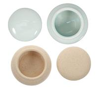 Healeved 2piezas Plato Cerámico Para Manicura Tarros Sellados Almacenamiento Cosméticos Frascos Pequeños