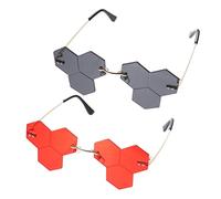 Healeved 2Piezas Women Rimless Festival Sunglasses Unique Frame Less Rave Accessories For Parties