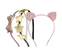 Healeved 3 Diademas Orejas de Gato y Purpurina, Lazos con Figura, Material de Hierro, Sujetan Firmemente, Ideales para Reuniones Familiares y Fiesta de Navidad