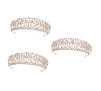 Healeved 3 Piezas Aro De Pelo De De Imitación Nupcial De De Imitación Sombreros Elegantes Tiara Trajes De Cumpleaños Para Mujeres De Novia De Boda Barroco