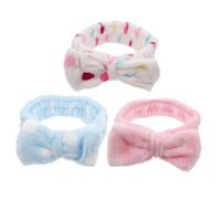 Healeved 3 piezas Diademas de Maquillaje con Lazo de Bandas Elásticas para Lavado Facial y Cosméticos Diseño Adorable Coral de Puntos Rosa Azul Blanco