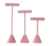 Healeved 3 Piezas Expositor de Pendientes de Terciopelo Rosa, Organizador T de 3 Niveles para Almacenamiento y Exhibición de Joyas, Torre Escalonada para Collares y Pulseras, Adecuado para