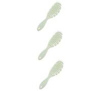 Healeved 3 Piezas peine mujer estilismo tijeras inoxidable recortadora maquinillas de afeitar spa señoras cepillo pincel rip curl massage women hair masajeador de cabello nylon Green