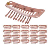 Healeved 30 Clips de Fijación para Peluca Metálicos 10 Dientes, Color Marrón Claro, Accesorios para Extensiones de Cabello, Pinzas para Boinas y Peines, Fijador Seguro para Uso en Cabello