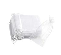 Healeved 300piezas Bolsas De Organza Blancas De Cierre Pack Para Almacenaje De Joyas y Fiestas