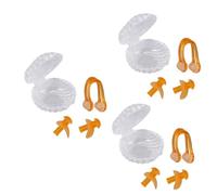 Healeved 3piezas Accesorios De Natación Clip De Nariz y Tapones De Silicona Impermeables Para Entrenamiento Piscina y Deportes Acuáticos Naranja