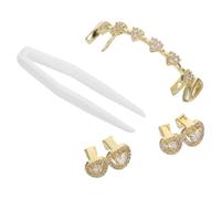 Healeved 3piezas Brackets Dorados Forma de Corazón para Dientes Accesorios de Halloween Parrillas Dentales de Halloween para Hombres y Mujeres Joyas para Dientes Diseño de Corazón y Hueco P