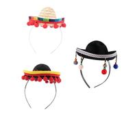 Healeved 3piezas Diadema de Festival Día Muertos Diadema de Sombrero Mexicano para Disfraz y Fiesta de Temática Mexicana Color Aleatorio