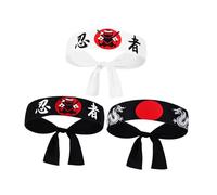 Healeved 3piezas Diadema Ninja Japonesa de Gorro de Chef y Sushi Diseño Cómodo para Fiestas de Cosplay Karate y Disfraces de Samurái