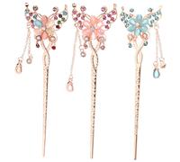 Healeved 3piezas Palillos Chinos Cabello Horquilla Flores Tradicional Para Mujer De Borla Tocado De Horquilla Retro Para Peinar El Cabello