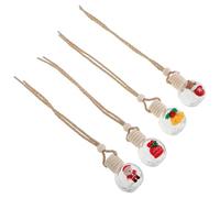 Healeved 4 Ambientadores Colgantes para Coche, Botellas Vacías de Perfume de Cristal en Color Amarillo, Difusores para Aceites Esenciales, Diseño Navideño 4 Piezas Decorativas