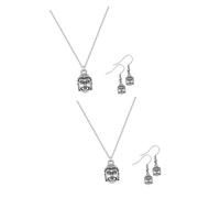 Healeved 4 Juegos Set De Aretes De Collar De Cabeza De Buda Collares Mujer Colgantes Joyero Pendientes Bisuteria Mujer Las Mujeres Cuelgan Pendientes Collar Colgante Aleación De Zinc Plata