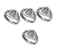 Healeved 4 Piezas Anillo De Dedo De Oración Retro Anillos Masculinos Anillo Retro Anillos Decorativos Anillos De Moda Para Hombre Joyas De Anillo Anillos Barrocos Para Hombres Aleación