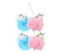 Healeved 4 Piezas Bola de Baño de Esponja de Lufa Esponjas de Baño de Unicornio para Exfoliantes para Niñas