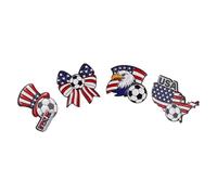 Healeved 4 Piezas Broche del 4 de Julio en Estilo Caricatura Bandera Estadounidense, Aleación Cómoda y Accesorio Versátil para Fiestas de Fútbol y Día Independencia