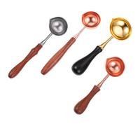 Healeved 4 Piezas Cuchara para Derretir Cera Mango de Madera y Cuerpo de Cobre, Resistente a Altas Temperaturas, Adecuado para Sellos y Decoración DIY en Casa