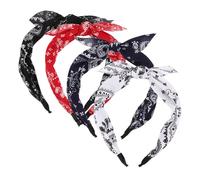 Healeved 4 Piezas Diademas Anchas Retro para Mujer Accesorios Flexibles y Cómodos Cintas Estampado Floral Vintage Complemento Versátil para Eventos Casual y Formal