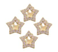 Healeved 4 Piezas Dorados con Clip Cubierta de Diente Estrella de Circonita Brillante Accesorios de Joyas para Hip Hop Unisex Decoración Fácil para Disfraces y Uso Diario