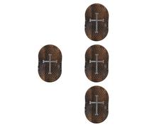 Healeved 4 Piezas Escudo Ligero de Plástico Vintage con Cruz para Disfraz Medieval Infantil, Adecuado para Representaciones y Juegos de rol en Fiestas y Halloween