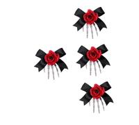 Healeved 4 Piezas Halloween Skull Hair Clips con Mano Esqueleto Adornos de Rosa y Lazo Accesorios Livianos y Clásicos para Mujeres Fiestas y Cosplay