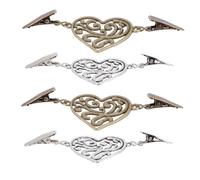 Healeved 4 Piezas Hebilla de Vestir Pinzas para Chal de Suéter Retro de Aleación Color Plata Diseño de Corazón, Decorativa y Cómoda, para Estación Cálida E Invierno
