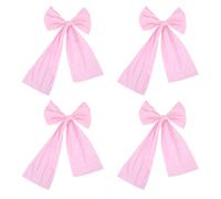Healeved 4 Piezas Lazo Gigante Rosa para Decoración de Fiesta Elegante, Material Plástico Adhesivos y Cuerda Transparente, Adecuado para Despedidas de Soltera y Cumpleaños