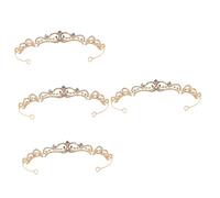 Healeved 4 Piezas Tocados De Novia De Boda Coronas De Quinceañeras Tiara Barroca Accesorios Para El Cabello De Baile Tocado De Novia Diadema De Niñas Princesa Golden Aleación De Zinc