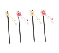 Healeved 4 piezas Vintage Palillos para Cabello con Borlas Accesorios Chinos para Pelo Sujetadores Decorativos para Bodas y Fiestas para Cabello y Grueso sin Dañar el Cabelludo