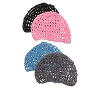 Healeved 4 Redecillas Pelo para Dormir de Crochet para Mujer - Gorros de Malla Transpirable Negro Gris Rosa y Azul Lago - Cubremoños para Ballet y Peinados Cosidos - Protector Ligero y