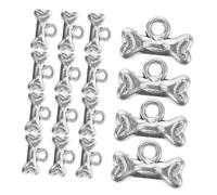 Healeved 40 Piezas colgante de hueso de perro encantos de joyería encantos de perro encantos de la pata amuletos de perros para pulseras cuentas de animales Metal Silver