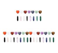 Healeved 45 Piezas Decoración Espiritual Cristales y Piedras Preciosas Suministros De Brujería Corazón Amor Piedras a Granel Aguamarina Decoración De Cristal Cicatrización Collar Hexágono