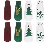 Healeved 48 Piezas Pegatinas para Uñas Postizas de Diseño Navideño con Uñas Pegamento de Cobertura Completa Celebraciones de Navidad
