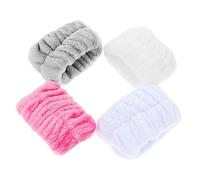 Healeved 4pares of Plush Face Washing Wristbands Flannel Towels for Girls Elastic and Absorbent Wrist Straps for Face Care