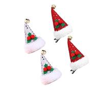 Healeved 4pcs Santa Sombrero De Pelo Clips De Cabello Lentejuelas Horquillas Con Clips De Pelo De Fiesta (color Al Azar)