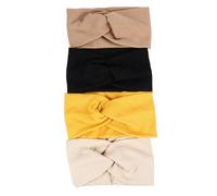 Healeved 4piezas Diadema Deportiva Cruzada de Ala Ancha Ligera Banda Deportiva y Turbante Pelo Accesorios para Yoga Gimnasio Carrera y Actividades al Aire