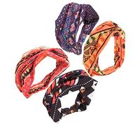 Healeved 4piezas Diademas Africanas Para Mujer Estilo Retro Patrón Estampado Cintas Anchas De Yoga De Accesorios Para Cabello Cómodo y Antideslizante