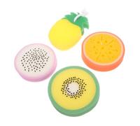 Healeved 4piezas Esponja de Baño de Frutas Forma de Piña Fruta del Dragón Naranja y Kiwi Esponja Exfoliante para Ducha para Gel de Ducha y Limpieza Corporal