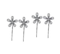 Healeved 4piezas Flower Hair Clips with Crystals Elegant Rhinestone Barrettes for All Hair Types for Weddings and Daily Use