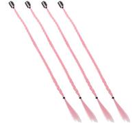 Healeved 4piezas Peluca de Dos Coletas Sintética Liviana Clips Trenzados para Mujeres Dread Pelucas Rosa Trenzas Elegantes para Fiestas Pieza de Cabello Fácil de Usar para Uso Diario