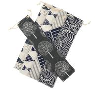 Healeved 5 bolsas de algodón y lino para pajitas, bolsa de almacenamiento reutilizable con cordón para cubiertos, tenedores, cucharas, colores surtidos, 26 x 6 cm