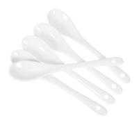 Healeved 5 Cucharas de Cerámica Blanca Pequeñas para Servir Azúcar y Té, Resistentes al Calor, Diseño Liso Fácil Limpieza, Cucharas Decorativas para Café, Postres y Condimentos, Uso Diario