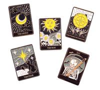 Healeved 5 piezas Broches de Esmalte con Diseño de Tarot Accesorios Creativos para Ropa Sombreros Bufandas y Trajes Resistentes y Unisex para Decoración Diaria