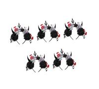 Healeved 5 Piezas Diadema de Halloween con Cuernos de Demonio y Flores Accesorio de Disfraz para Mujer Cómodo y Duradero para Fiesta y de Máscara