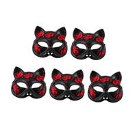 Healeved 5 Piezas Máscara de de Halloween Media Cara Máscara Animal Reutilizable para Cosplay y Fiestas Diseño Práctico para Adultos Accesorio para Disfraces de Gato y
