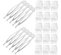 Healeved 50 Pcs peine de 5 pasadores para niñas peines para el cabello para mujeres accesorios para el cabello para niñas peines decorativos para el cabello planchar Silver