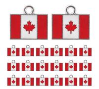 Healeved 50 unidades de dijes de hoja de arce con la bandera de Canadá - Colgante de hoja de arce canadiense para la fabricación de joyas - Manualidades con temática patriótica de viajes y dijes
