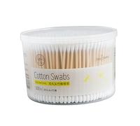 Healeved 500piezas Bastoncillos De Algodón Unids Estuche Para Hisopos Hisopos De Algodón De Doble Cabeza Mango De Bambú Para Mujeres y Niñas