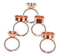 Healeved 5piezas Anillos De Inoxidable Para Tatuajes y Pestañas Soporte Reutilizable Para Pigmento y Pegamento De Pestañas Diseño Abierto y Cómodo
