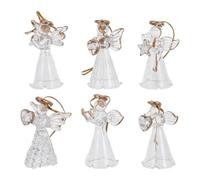 Healeved 6 Adornos navideños de ángeles - Set de Figuras de Cristal Transparente, decoración Vintage para Colgar en el árbol de Navidad y en Fiestas.